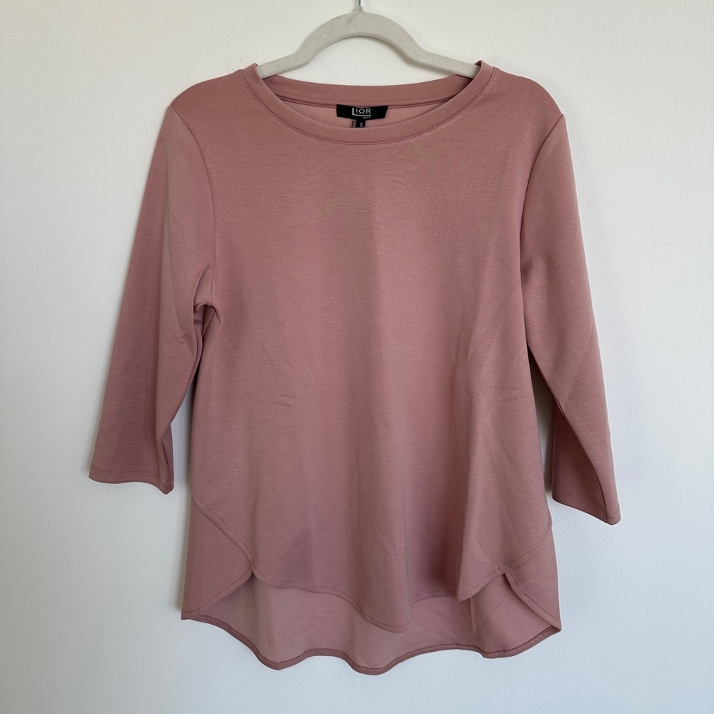 LIOR Crew Neck Long Sleeve 3/4  Sweater Top Color Petal or Pink | Size Small NWT